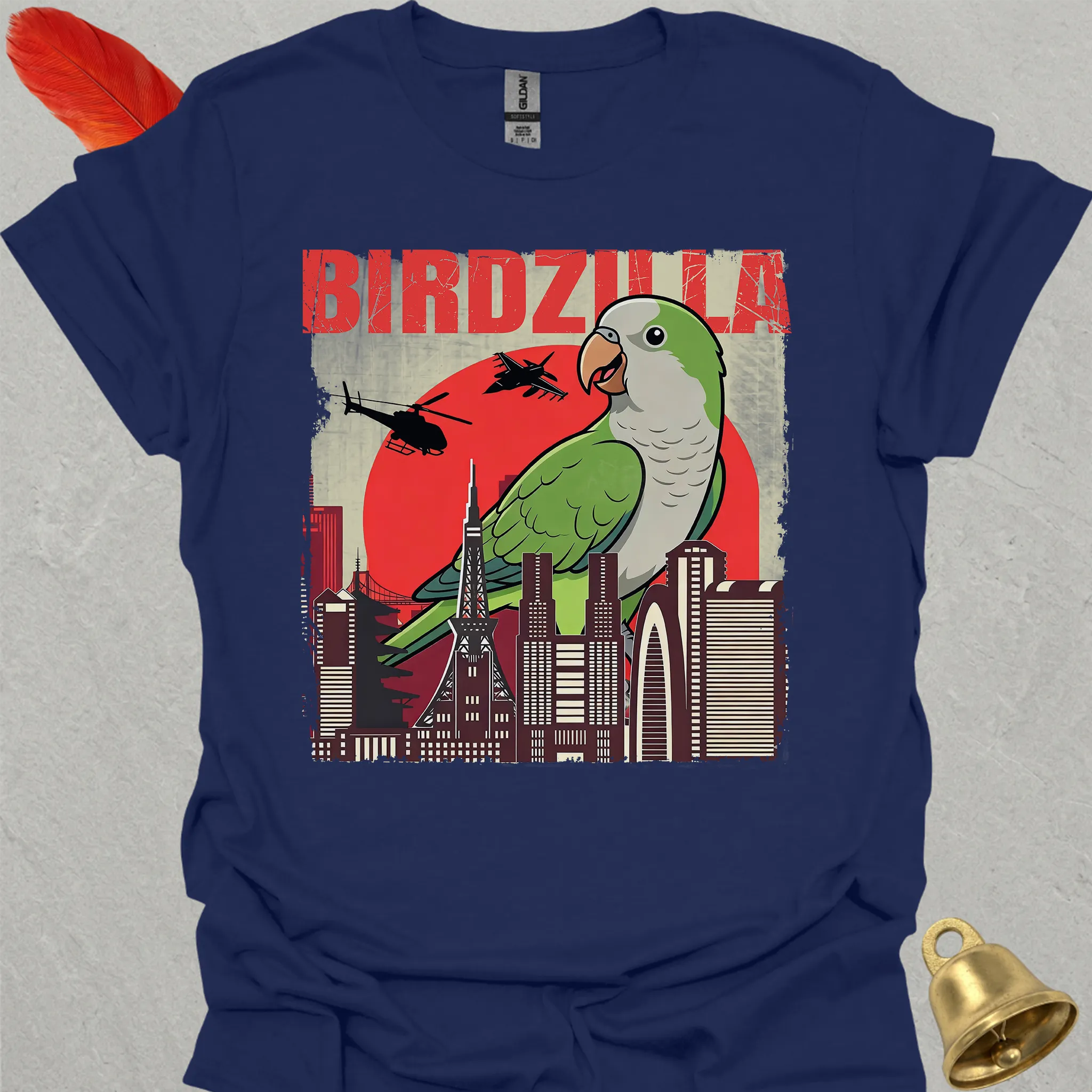 Green Quaker Parrot Birdzilla T-Shirt