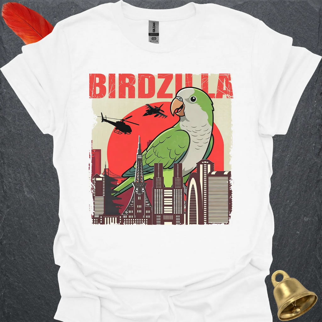 Green Quaker Parrot Birdzilla T-Shirt