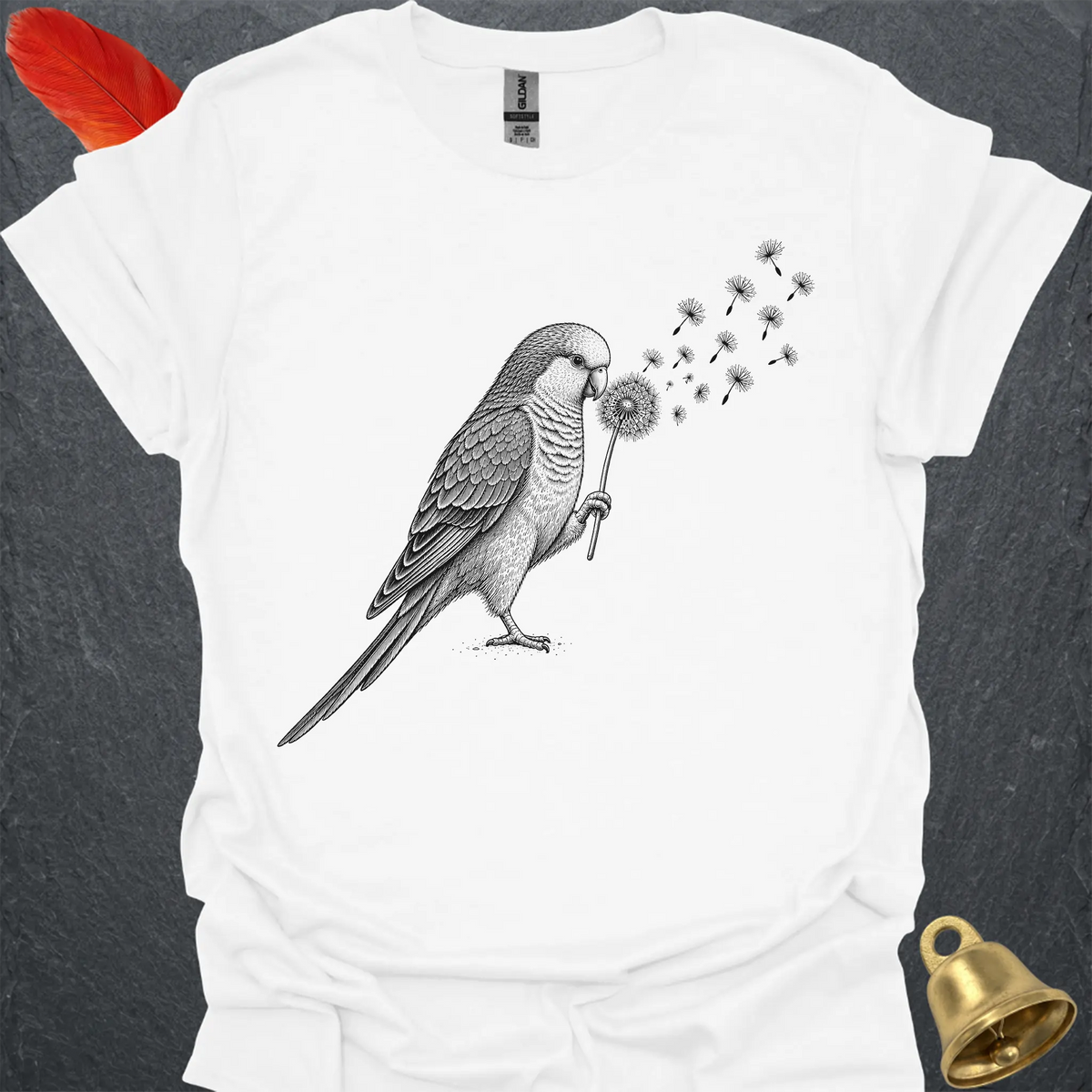 Green Quaker Parrot Blowing Wishes T-Shirt