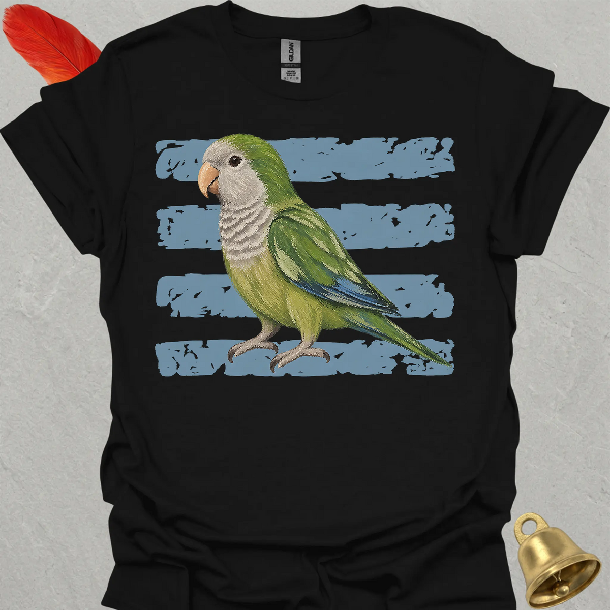 Green Quaker Parrot Brush T-Shirt