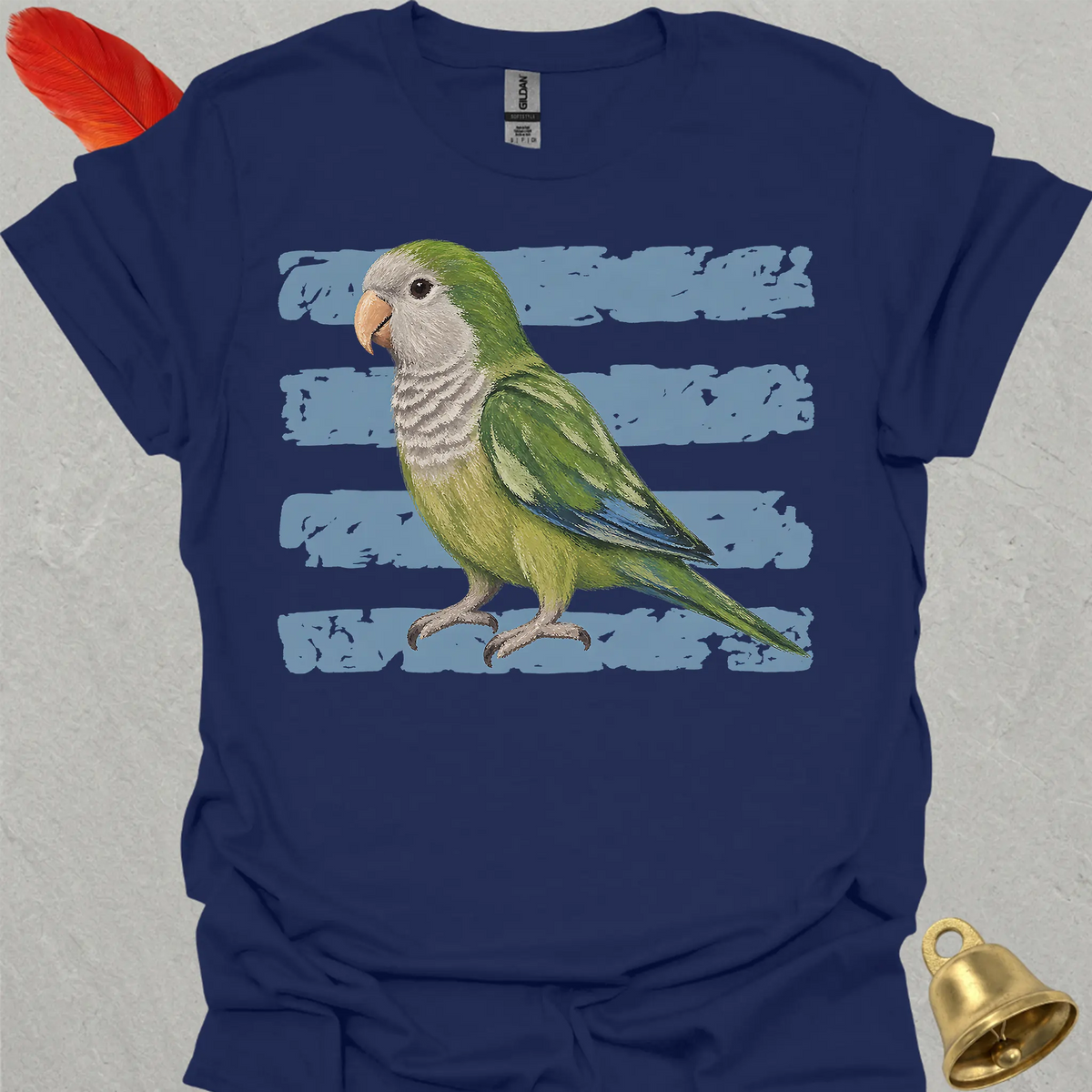 Green Quaker Parrot Brush T-Shirt