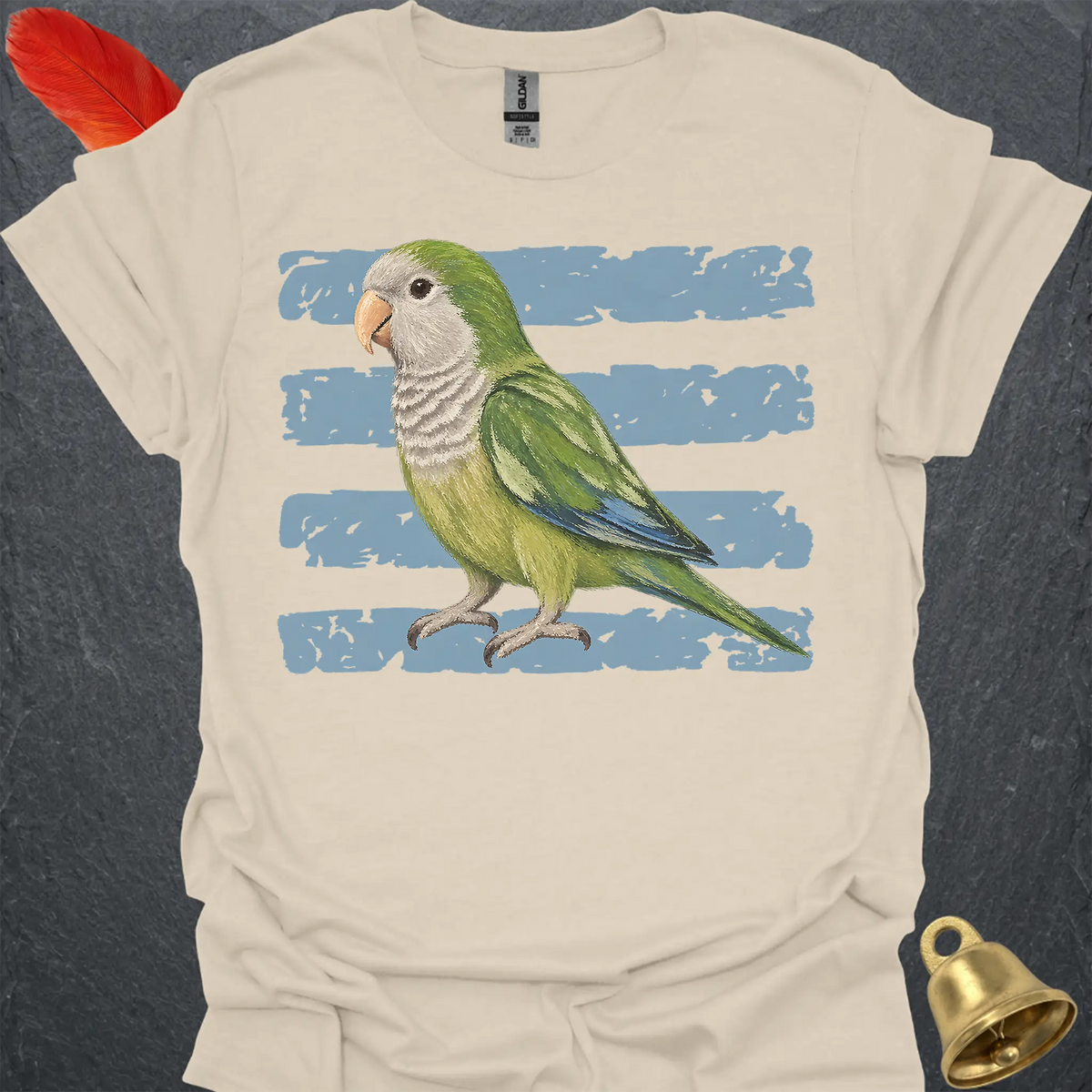Green Quaker Parrot Brush T-Shirt