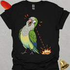 Green Quaker Parrot Eye on Prize T-Shirt