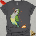 Green Quaker Parrot Eye on Prize T-Shirt