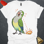 Green Quaker Parrot Eye on Prize T-Shirt