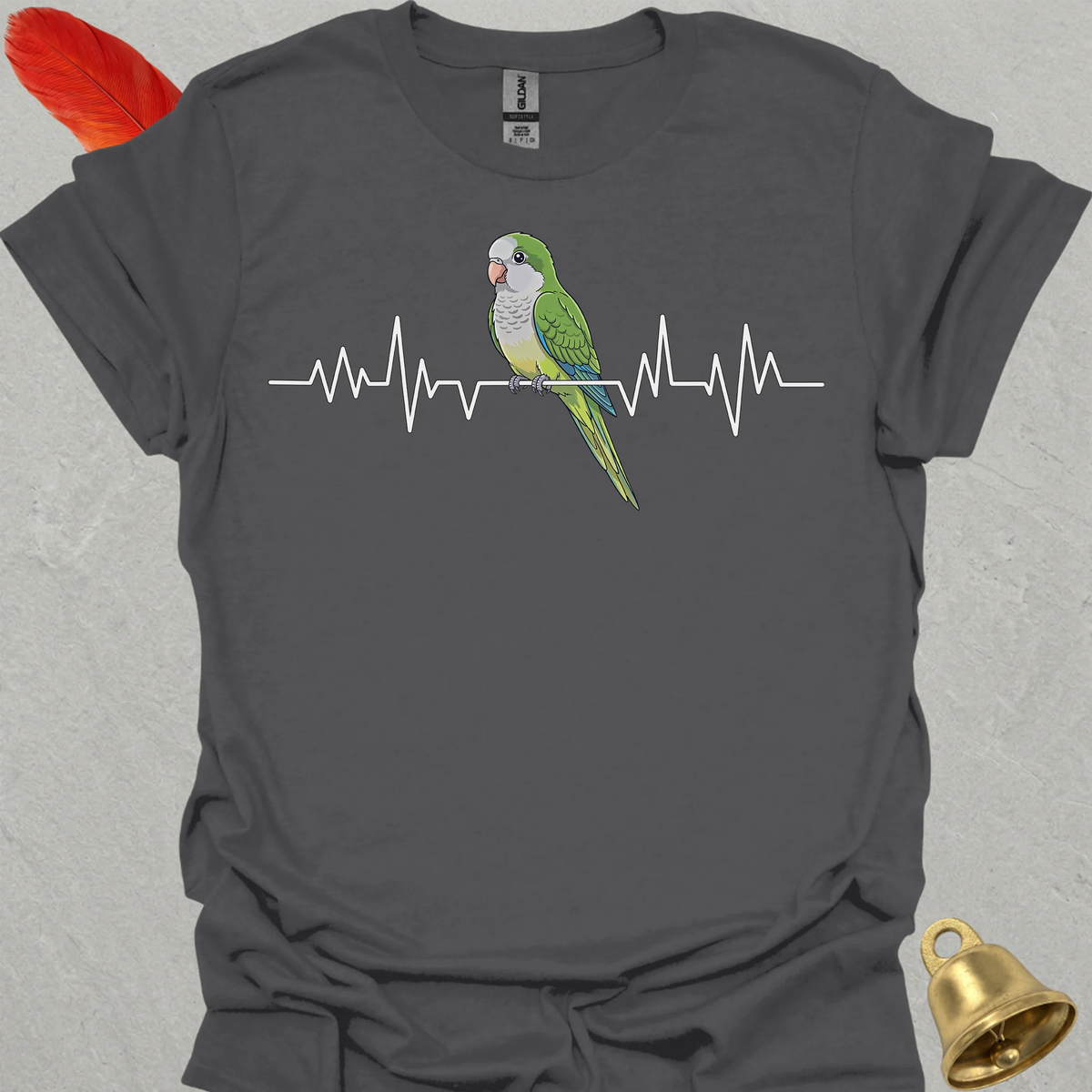 Green Quaker Parrot Heartbeat T-Shirt