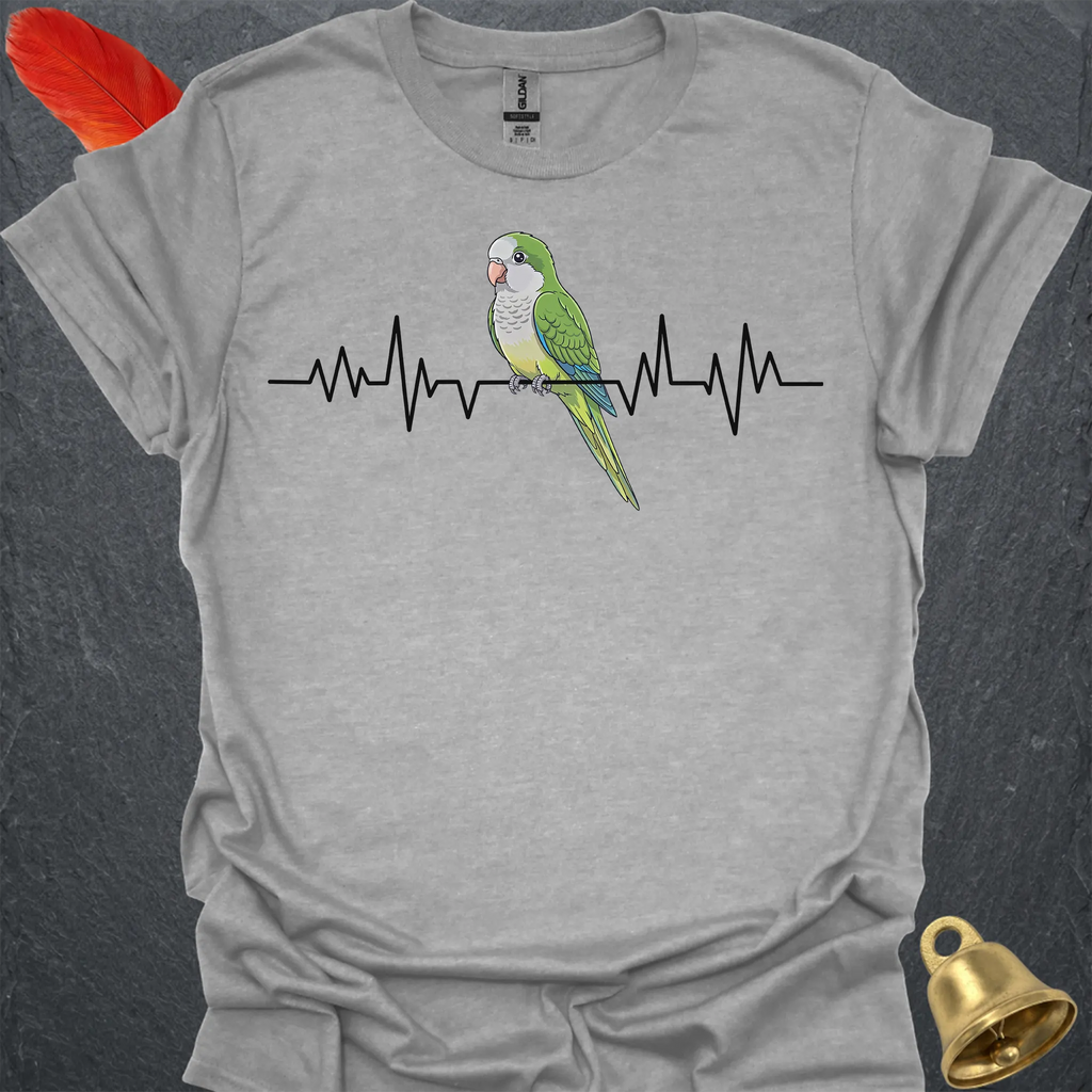 Green Quaker Parrot Heartbeat T-Shirt