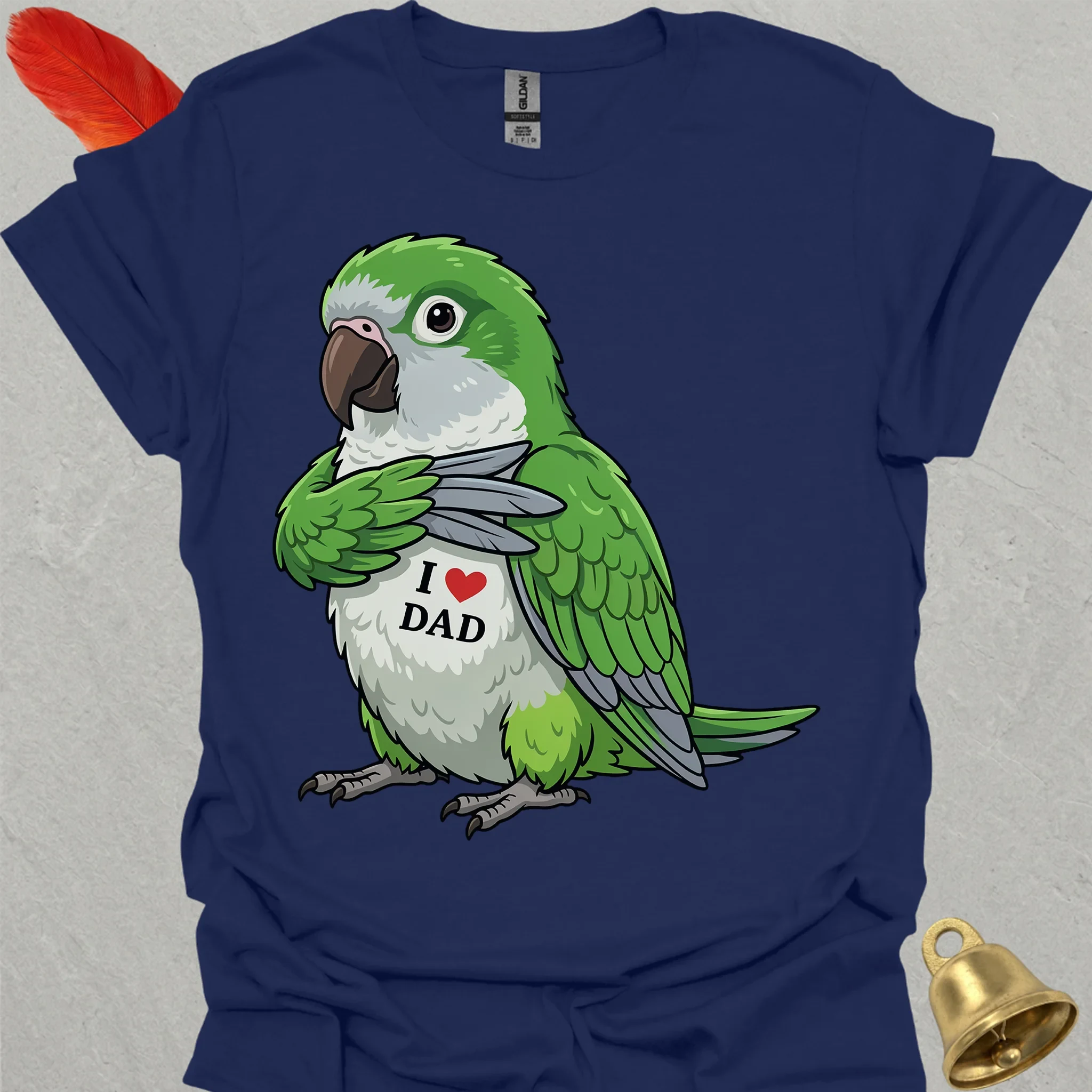 Green Quaker Parrot I Love Dad T-Shirt