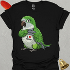 Green Quaker Parrot I Love Mom T-Shirt