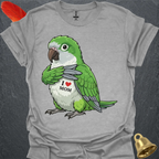 Green Quaker Parrot I Love Mom T-Shirt