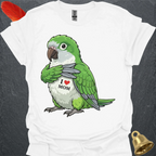 Green Quaker Parrot I Love Mom T-Shirt