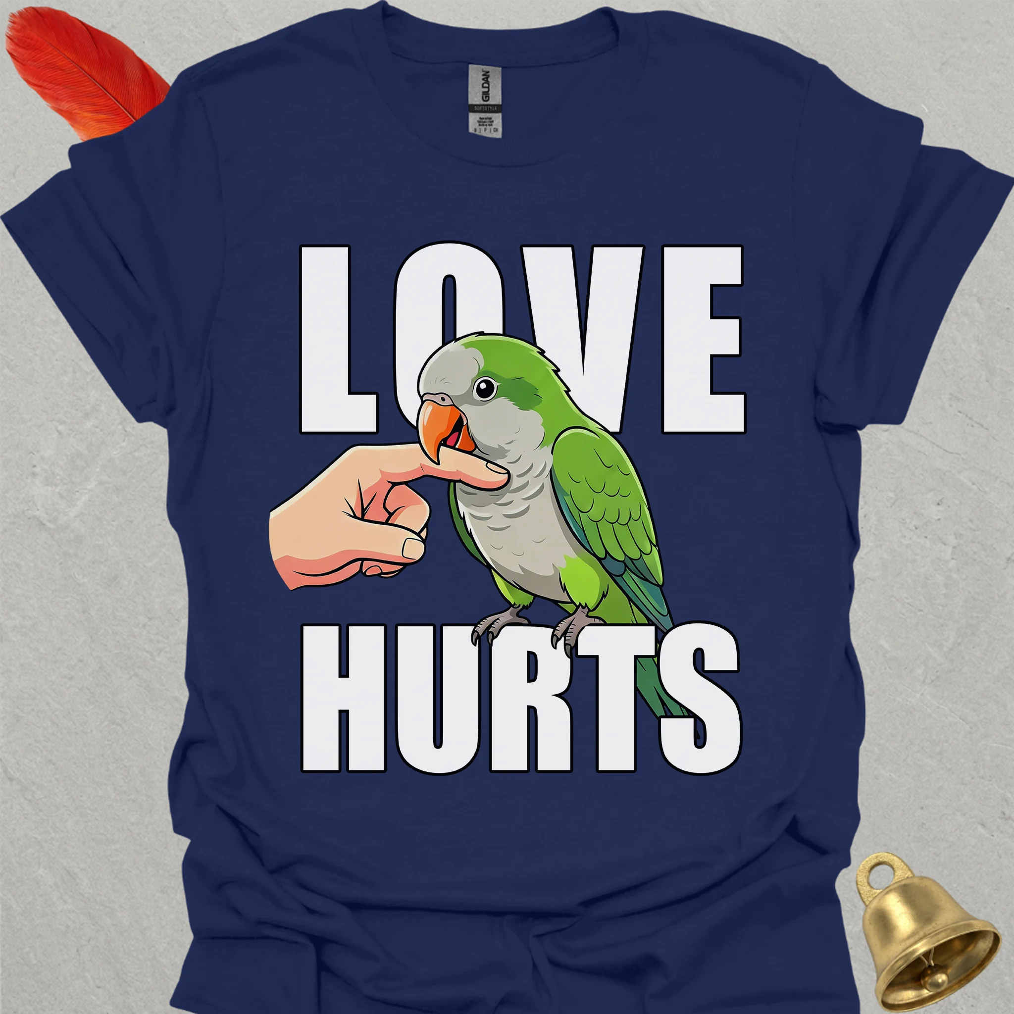 Green Quaker Parrot Love Hurts T-Shirt