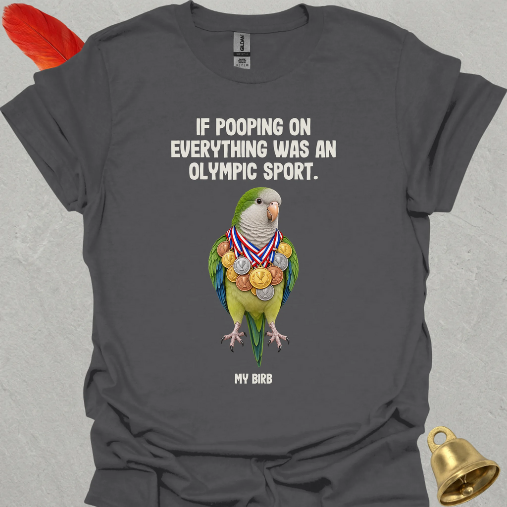 Green Quaker Parrot Olympic Pooper T-Shirt