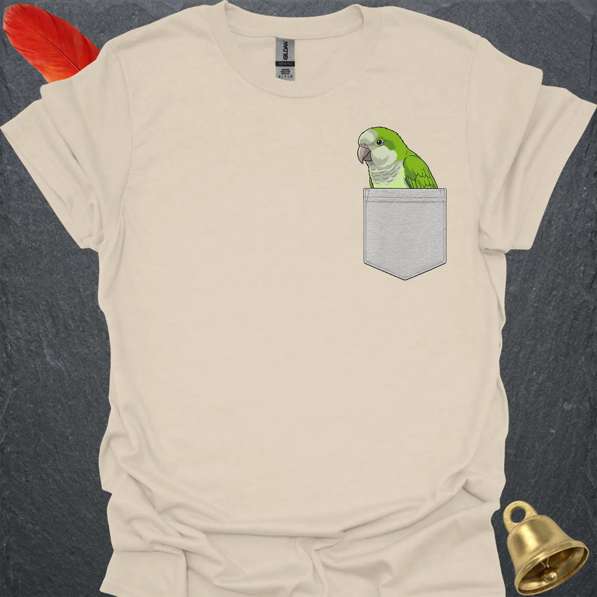 Green Quaker Parrot Pocket T-Shirt