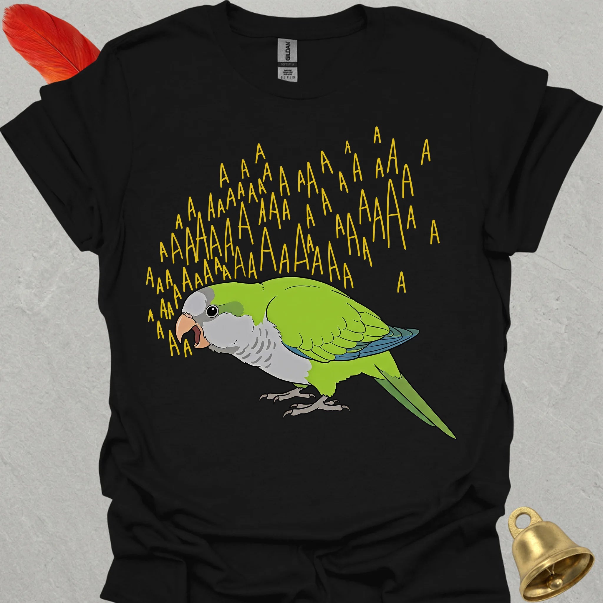 Green Quaker Parrot Scream T-Shirt