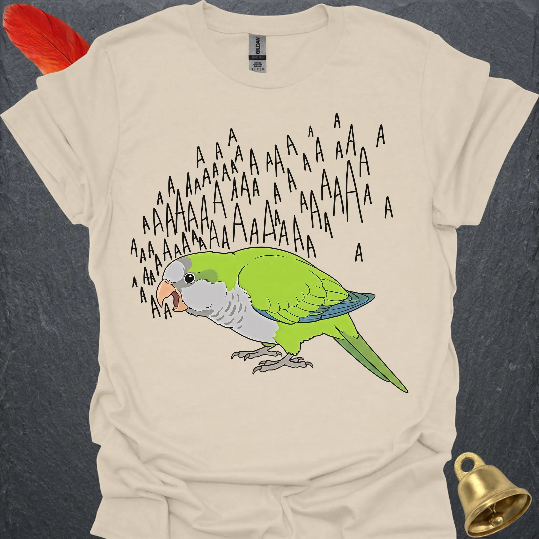 Green Quaker Parrot Scream T-Shirt
