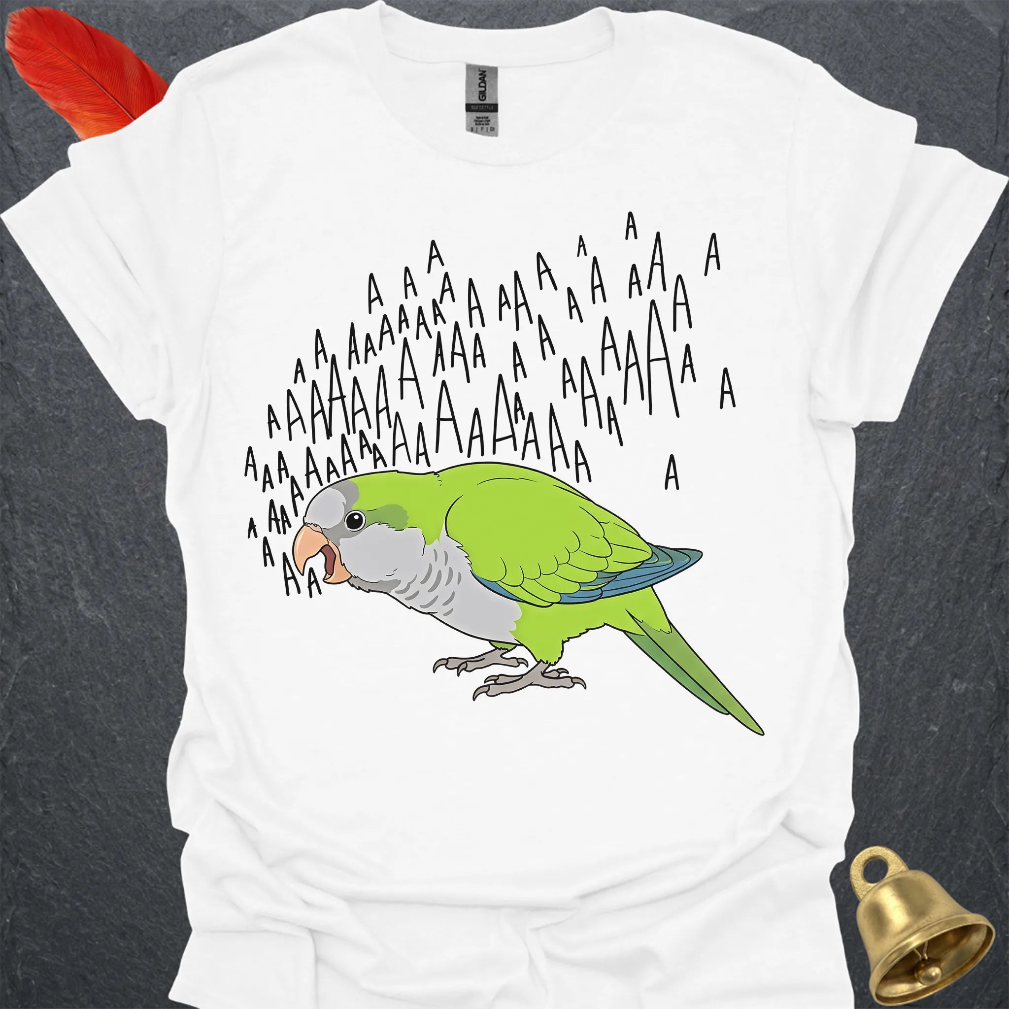 Green Quaker Parrot Scream T-Shirt
