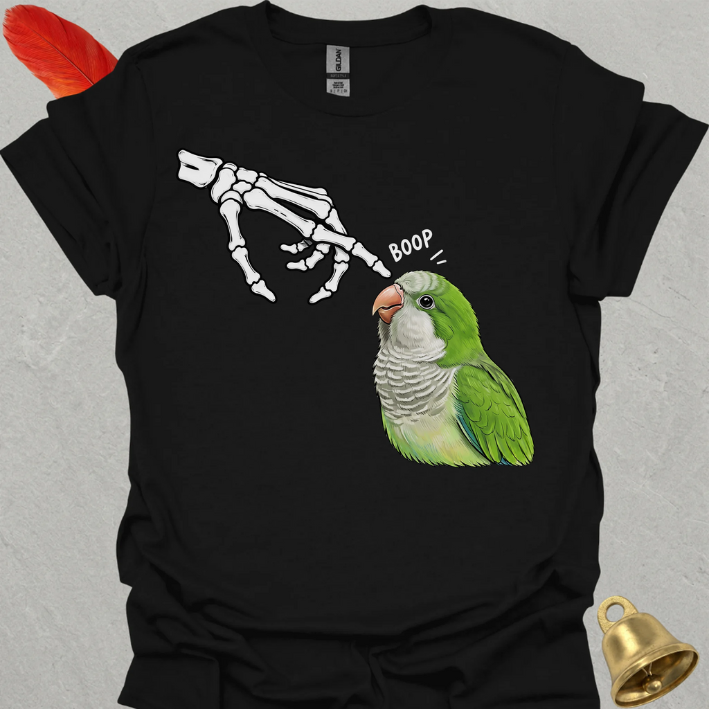 Green Quaker Parrot Skeleton Boop T-Shirt