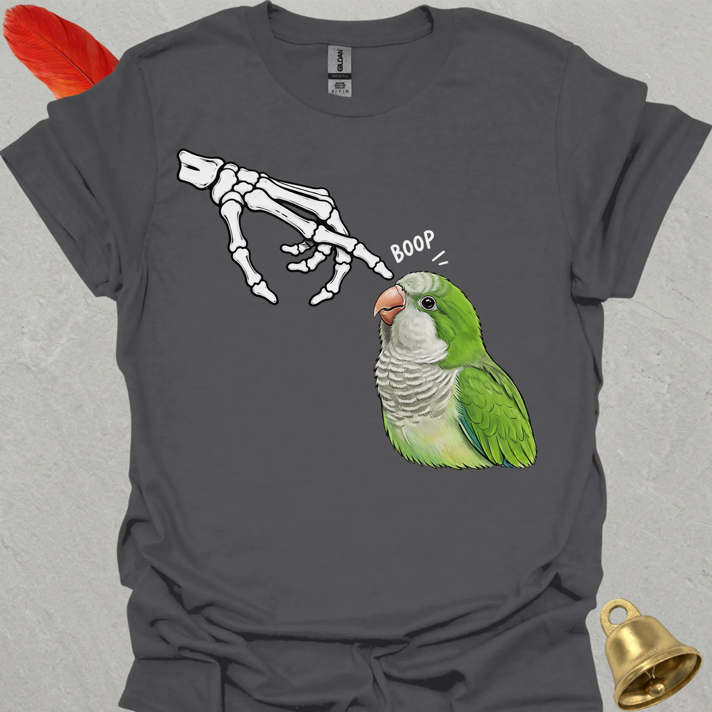 Green Quaker Parrot Skeleton Boop T-Shirt