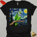 Green Quaker Parrot Starry Night T-Shirt