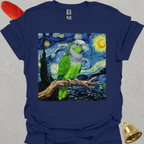 Green Quaker Parrot Starry Night T-Shirt
