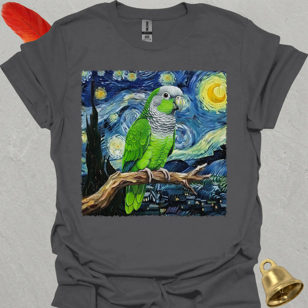 Green Quaker Parrot Starry Night T-Shirt