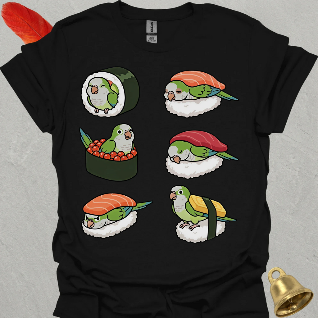 Green Quaker Parrot Sushi T-Shirt