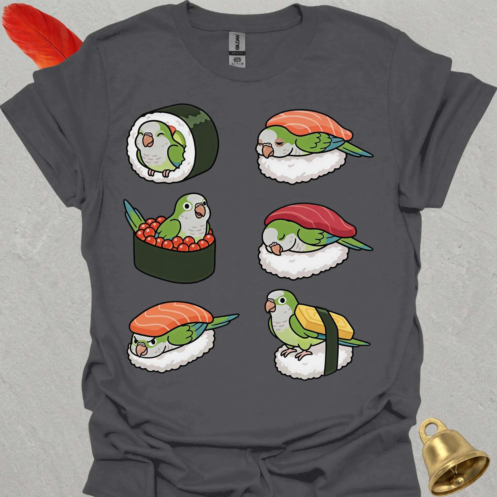 Green Quaker Parrot Sushi T-Shirt