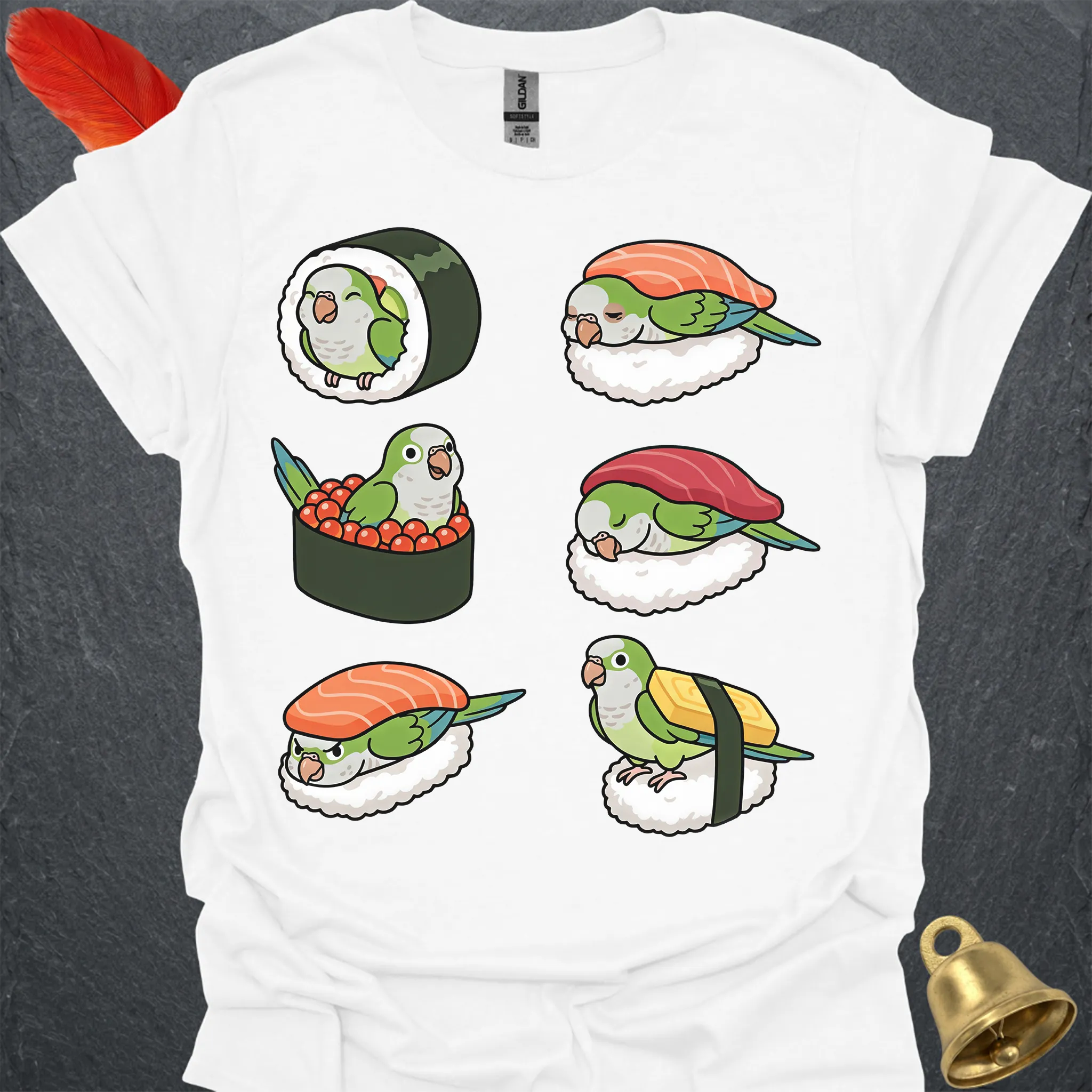 Green Quaker Parrot Sushi T-Shirt
