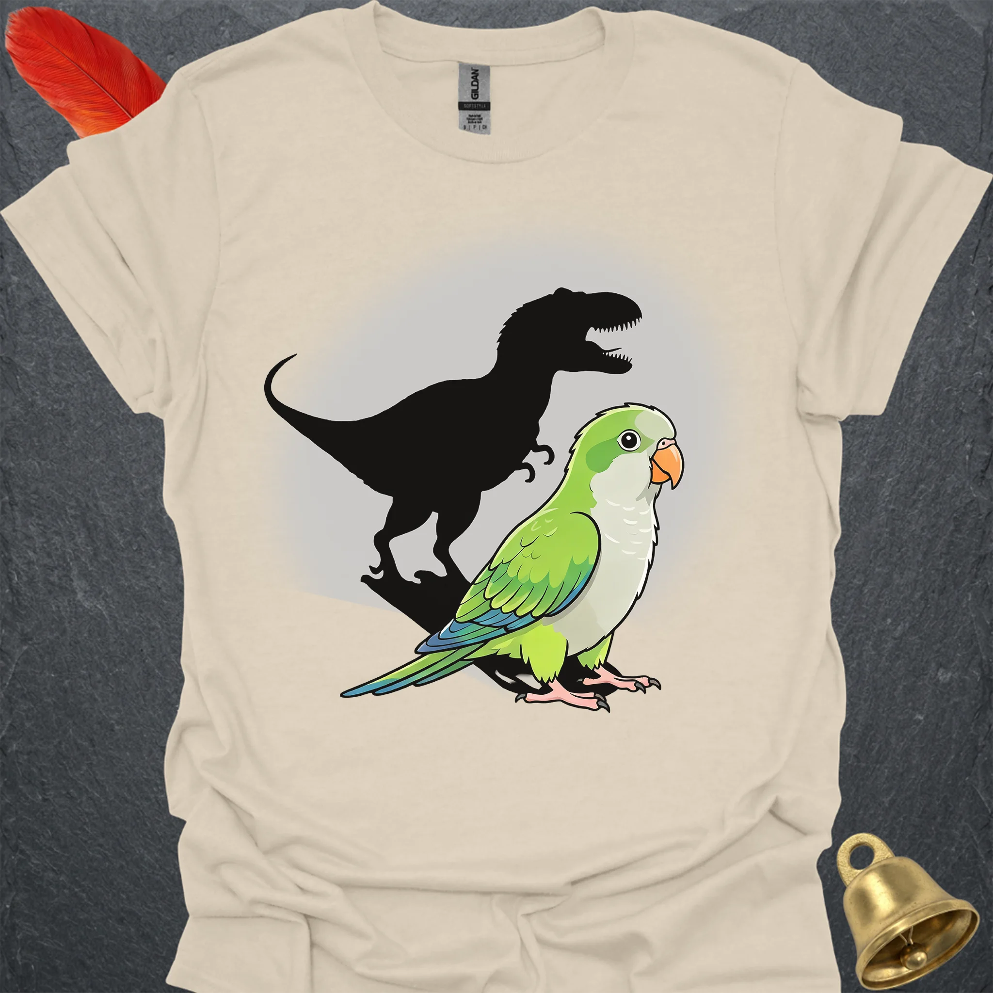 Green Quaker Parrot T-Rex T-Shirt
