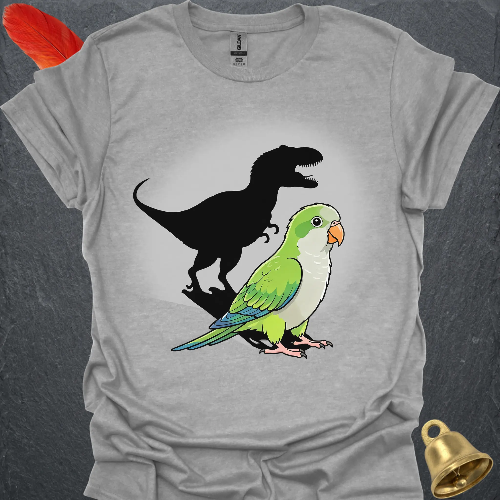 Green Quaker Parrot T-Rex T-Shirt