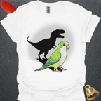 Green Quaker Parrot T-Rex T-Shirt