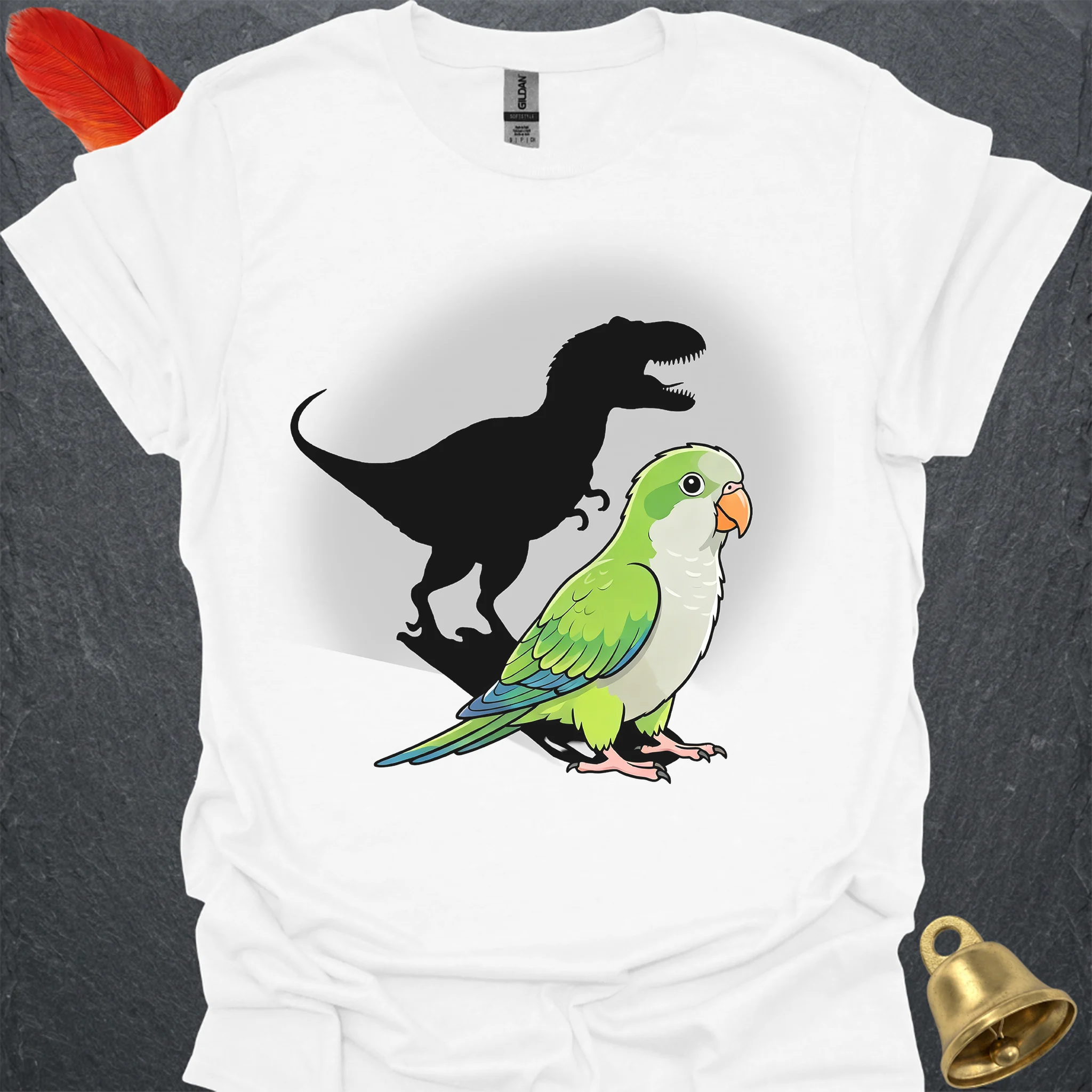 Green Quaker Parrot T-Rex T-Shirt