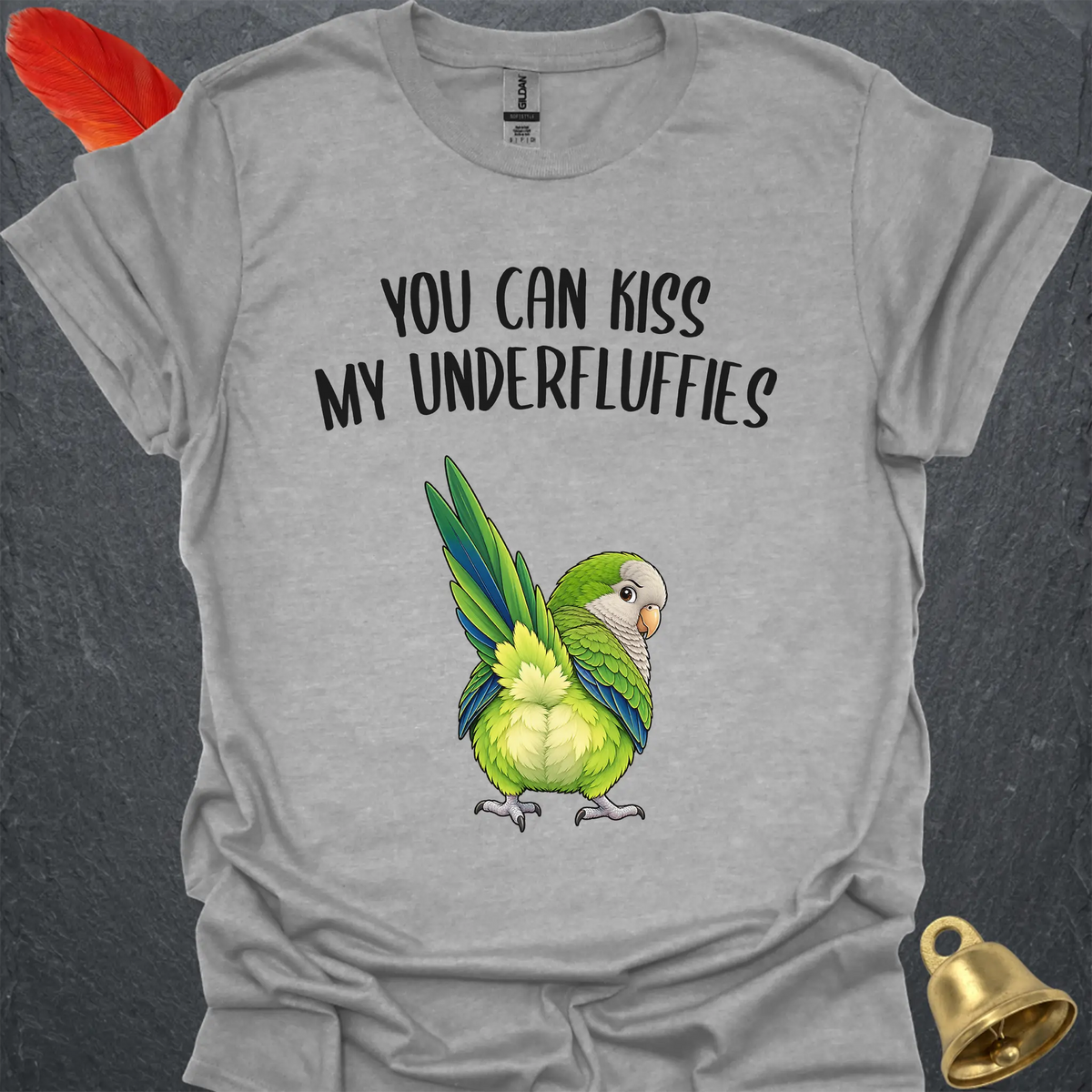Green Quaker Parrot Underfluffies T-Shirt