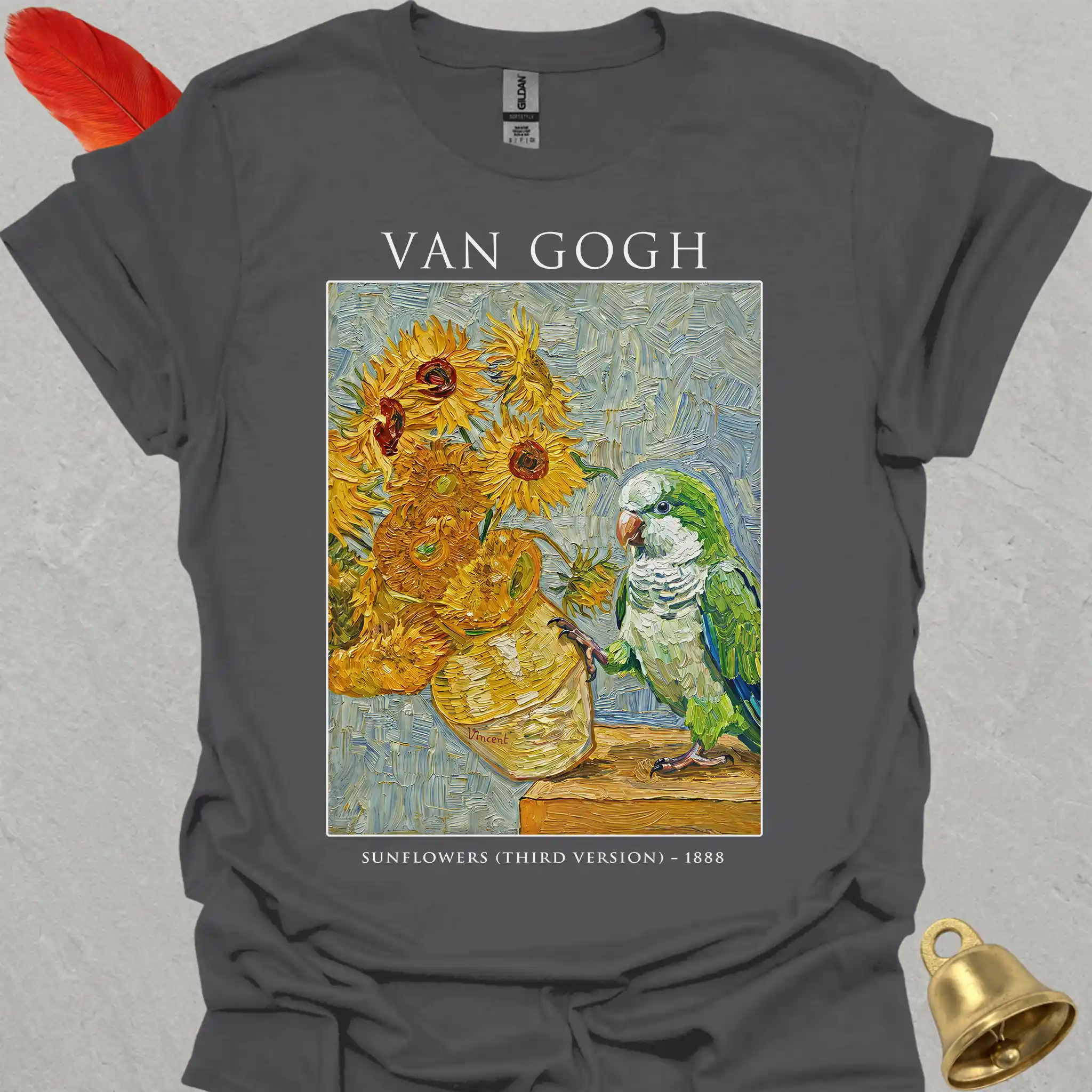 Green Quaker Parrot Van Gogh T-Shirt