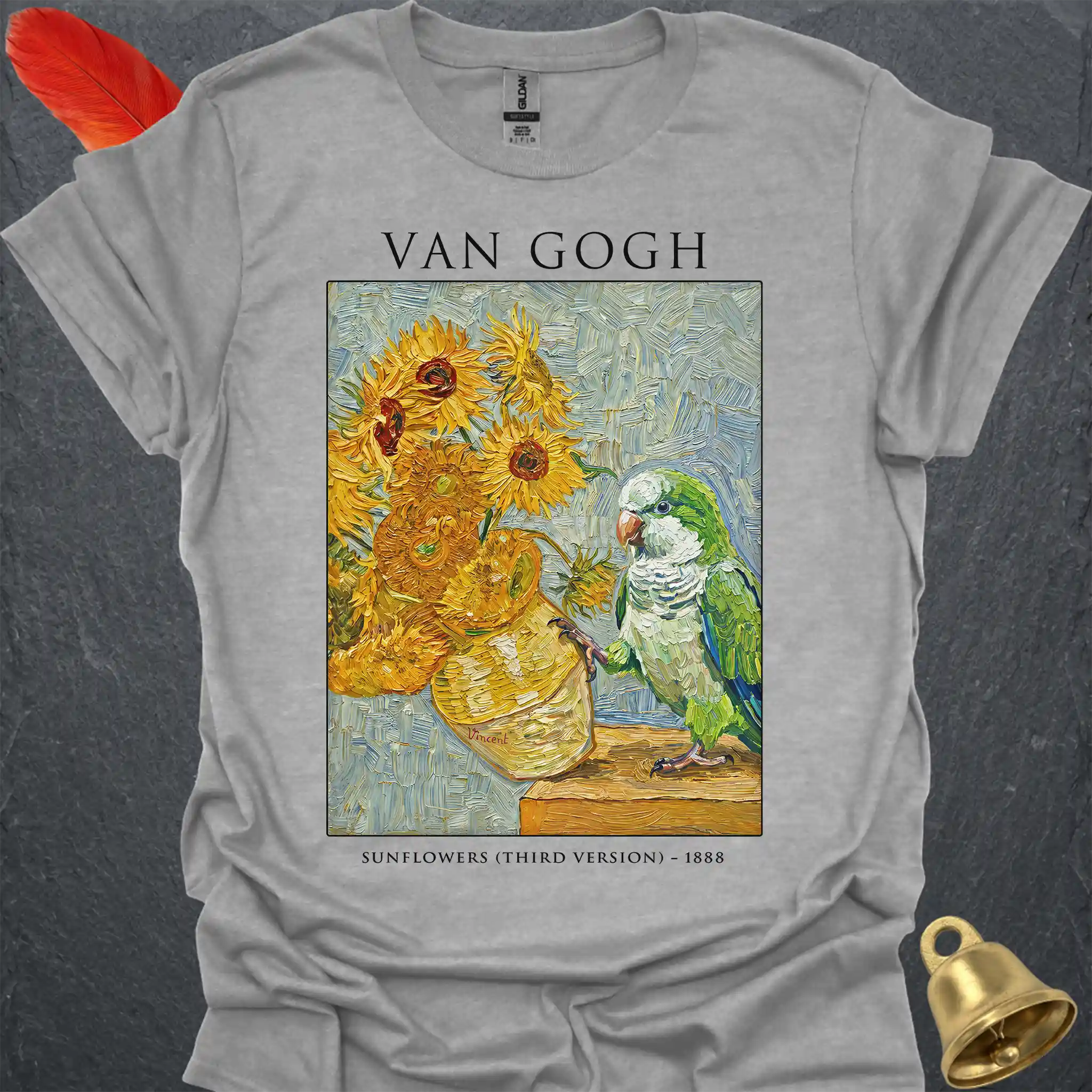 Green Quaker Parrot Van Gogh T-Shirt