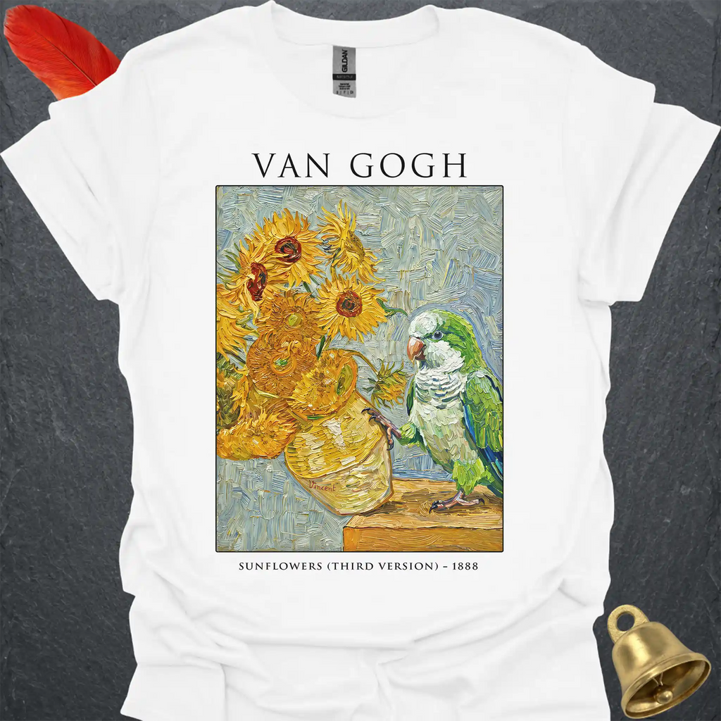 Green Quaker Parrot Van Gogh T-Shirt