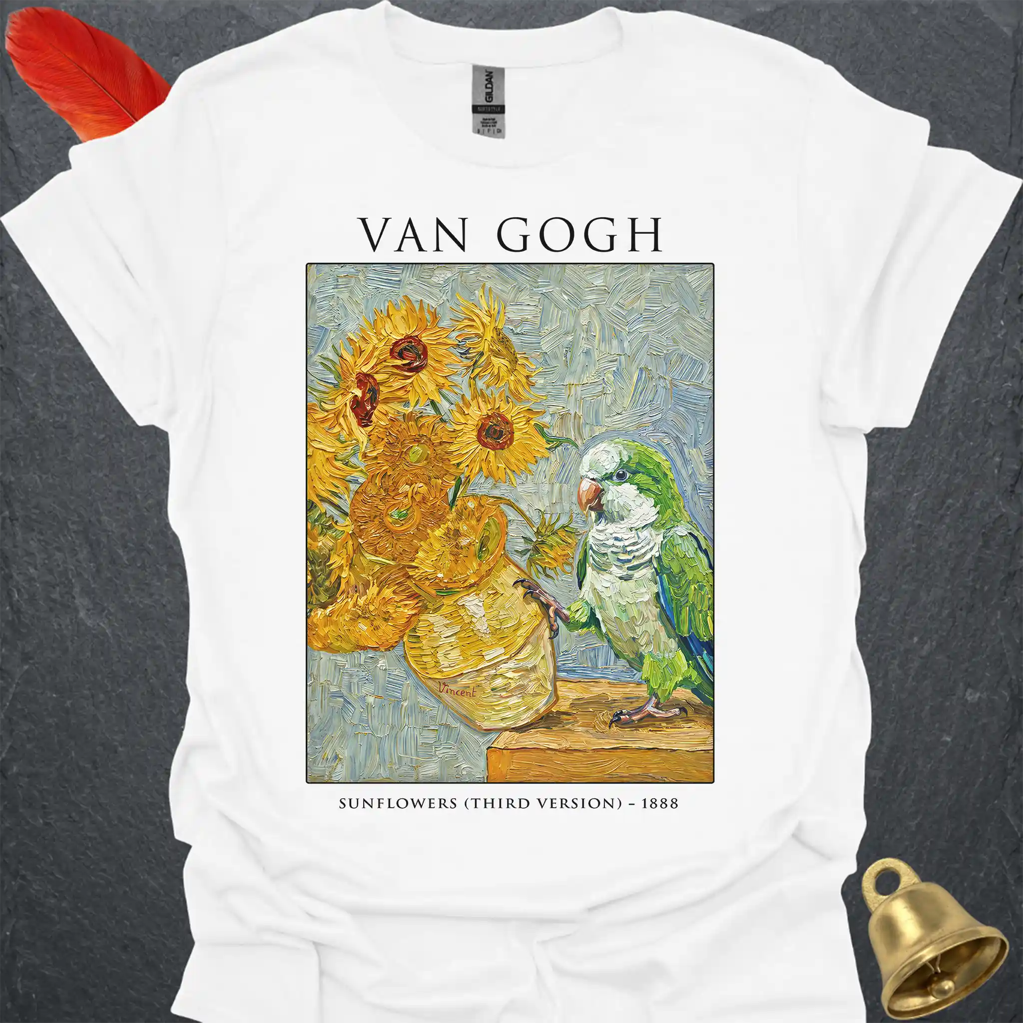 Green Quaker Parrot Van Gogh T-Shirt