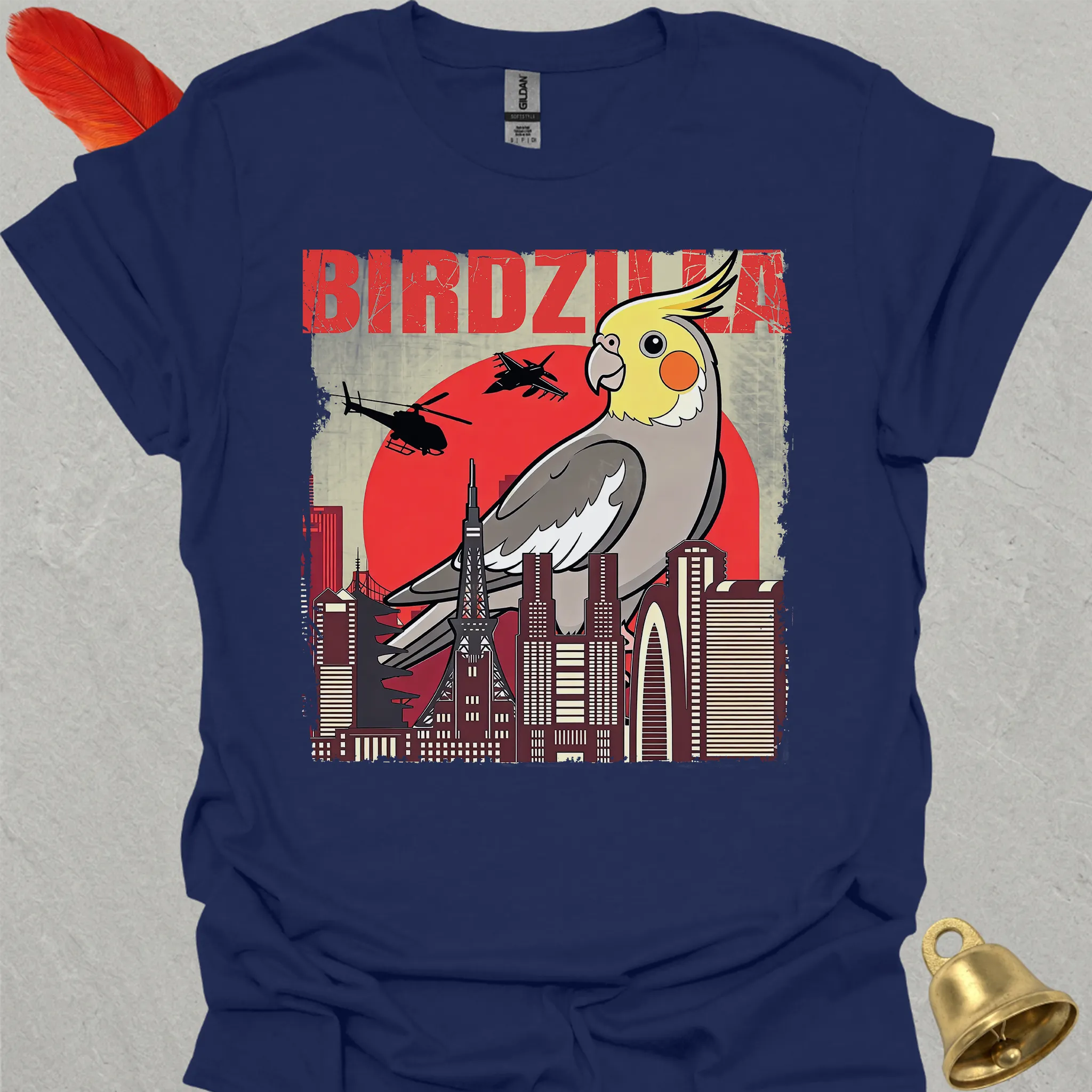 Grey Cockatiel Birdzilla T-Shirt