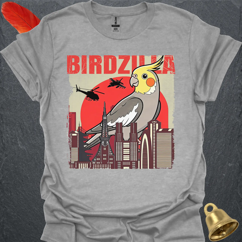 Grey Cockatiel Birdzilla T-Shirt
