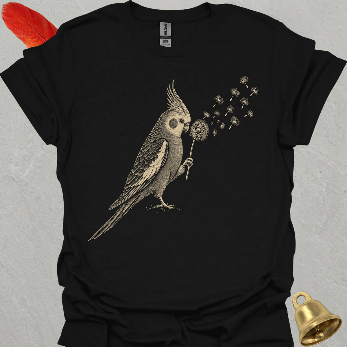 Grey Cockatiel Blowing Wishes T-Shirt