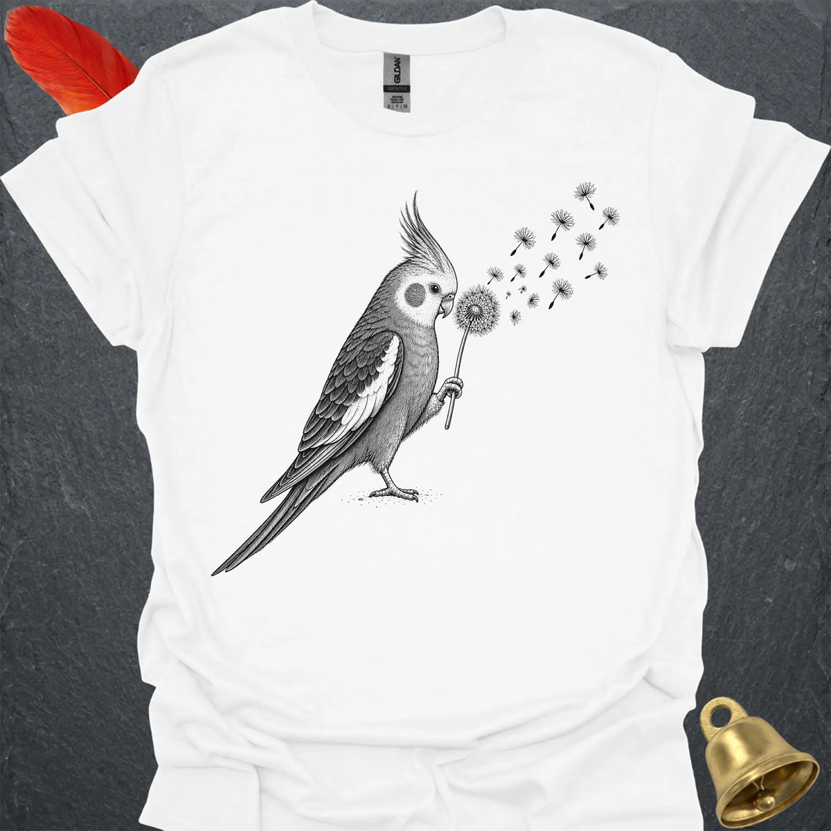 Grey Cockatiel Blowing Wishes T-Shirt