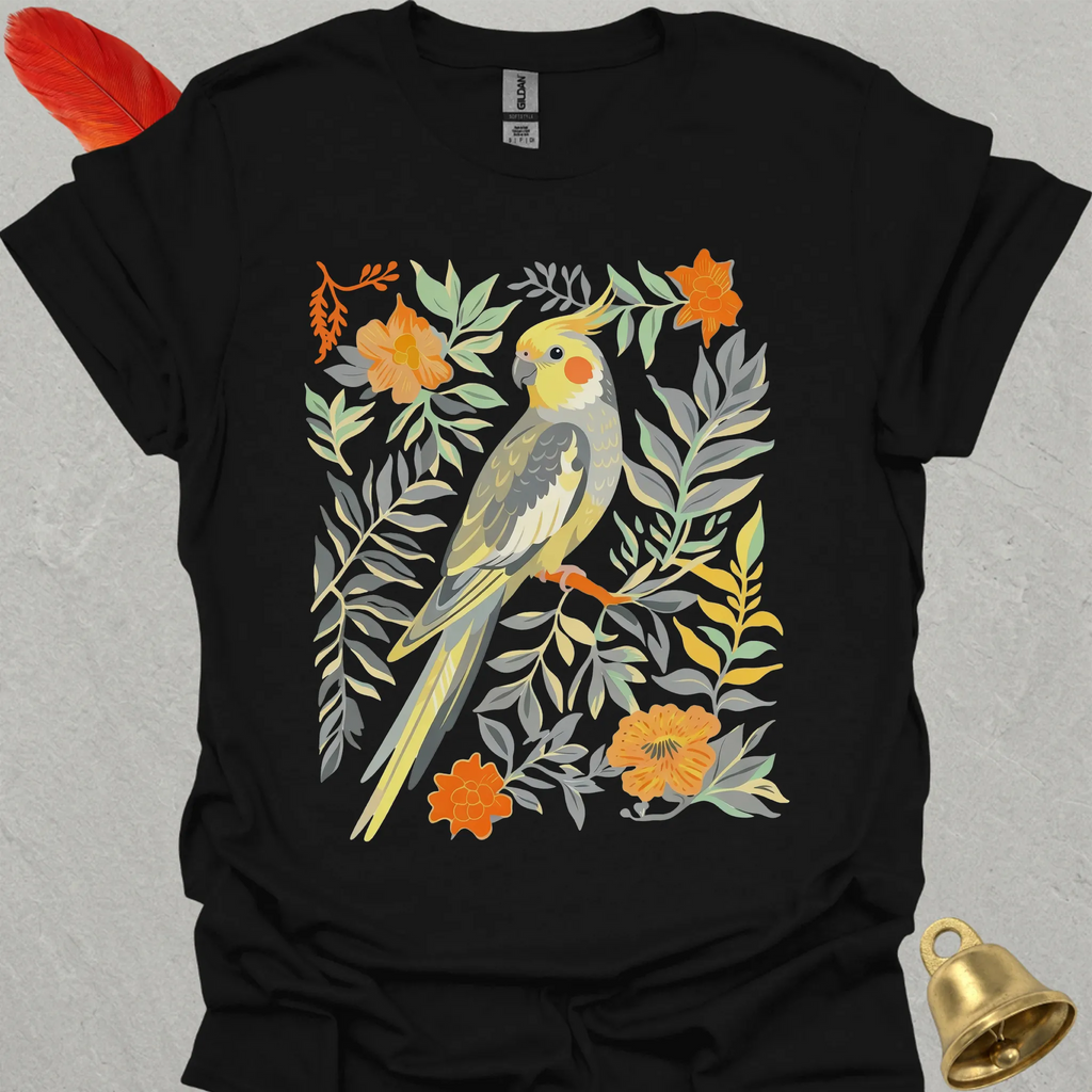 Grey Cockatiel Boho Flower T-Shirt