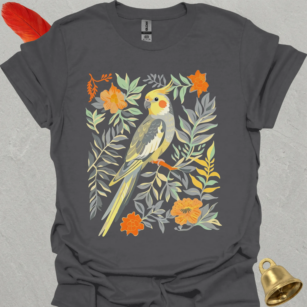 Grey Cockatiel Boho Flower T-Shirt