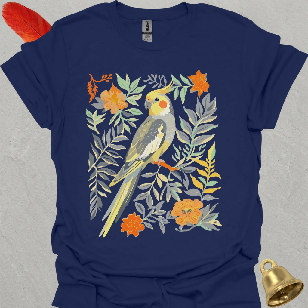 Grey Cockatiel Boho Flower T-Shirt