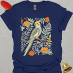 Grey Cockatiel Boho Flower T-Shirt