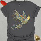 Grey Cockatiel Flying Flower T-Shirt