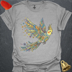 Grey Cockatiel Flying Flower T-Shirt