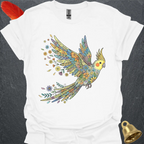 Grey Cockatiel Flying Flower T-Shirt