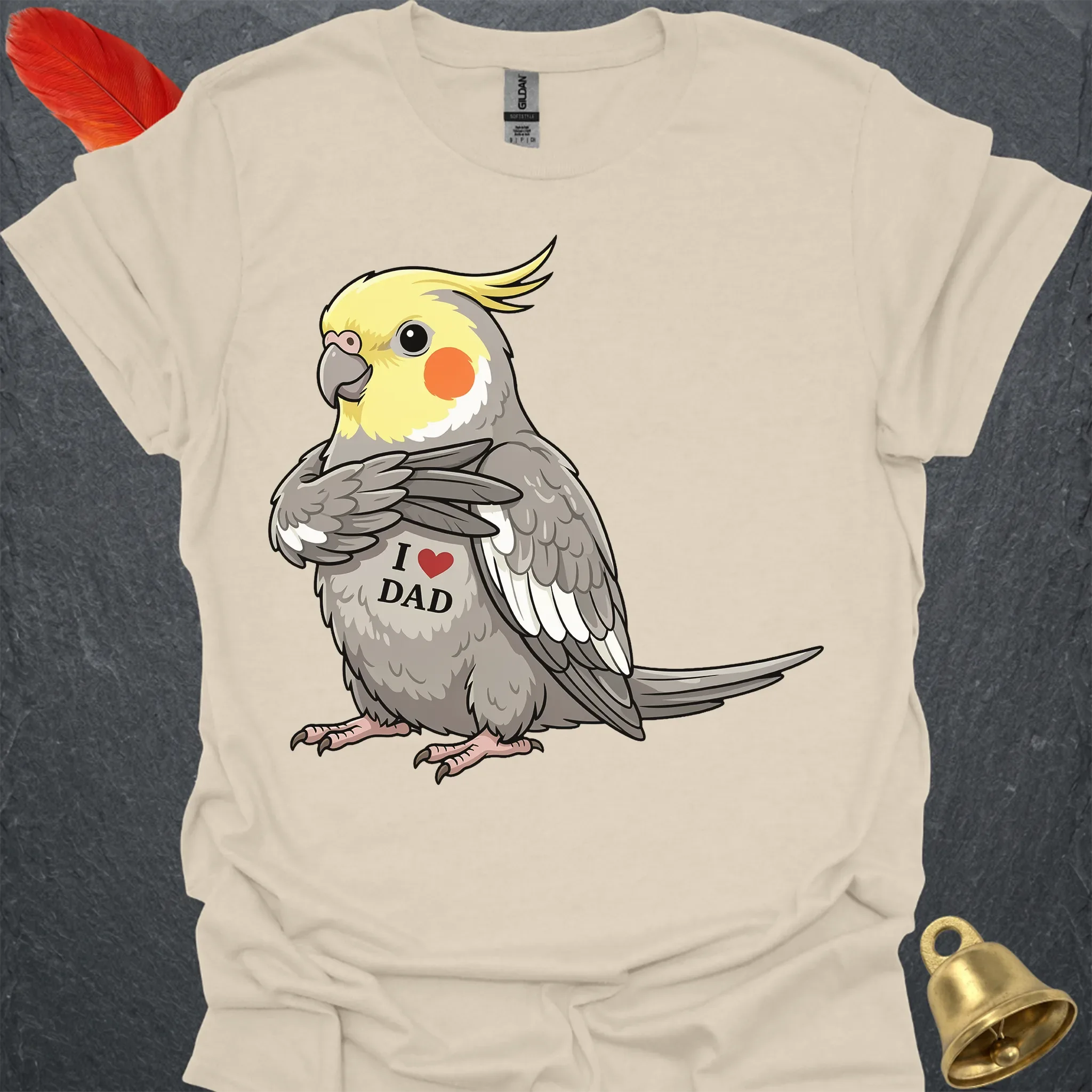 Grey Cockatiel I Love Dad T-Shirt